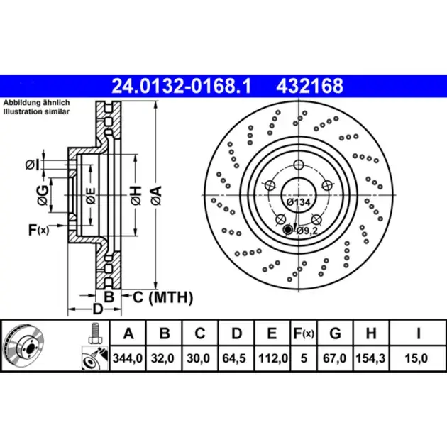 Buy Direct ATE Front Disc Brake Rotor - 0004211412