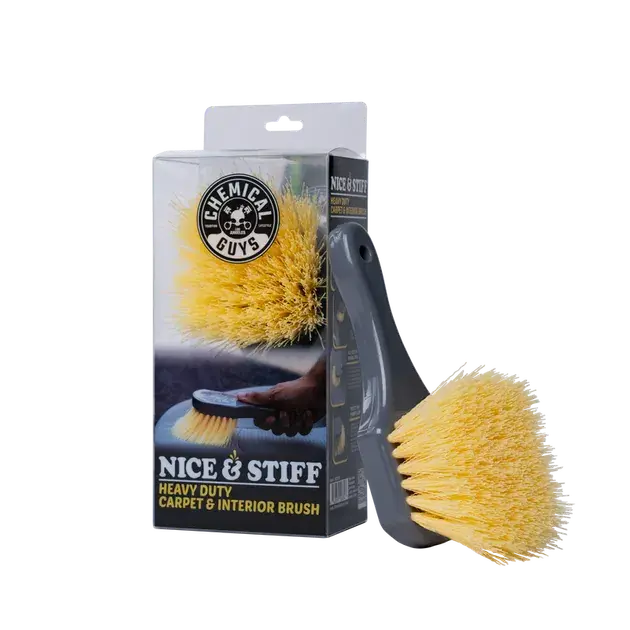 Brand New Chemical Guys Yellow Stiffy Brush for Carpets and Durable Surfaces
