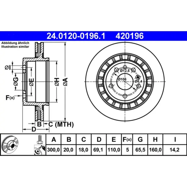 ATE Rear Disc Brake Rotor - 5232756 Fan Favorite