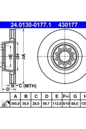 Cheap ATE Front Disc Brake Rotor - 4D0615301B