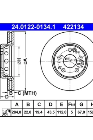 Time-Limited ATE Front Disc Brake Rotor - 1244212312