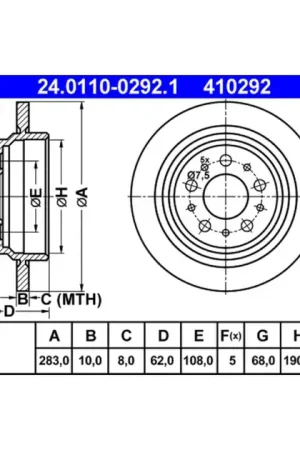 ATE Rear Disc Brake Rotor - 31262094 In Demand