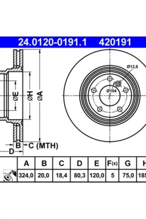 Super Sale ATE Rear Disc Brake Rotor - 34216756849