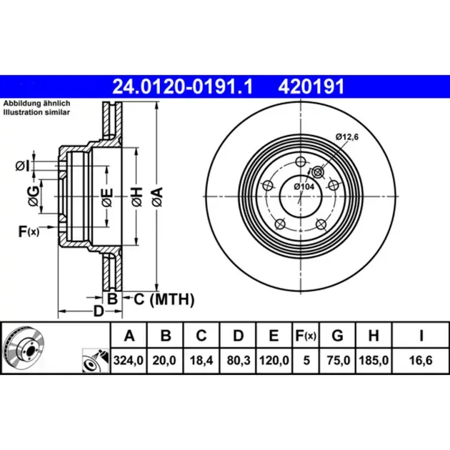 Super Sale ATE Rear Disc Brake Rotor - 34216756849