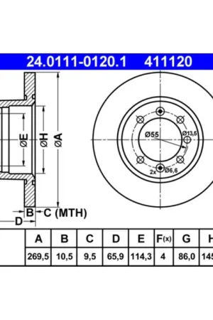 ATE Rear Disc Brake Rotor - 8904575 Mega Sale