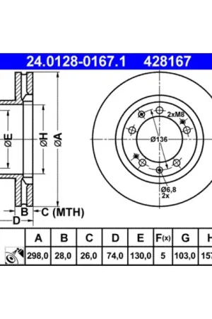 Buy Direct ATE Front Disc Brake Rotor - 95135104102