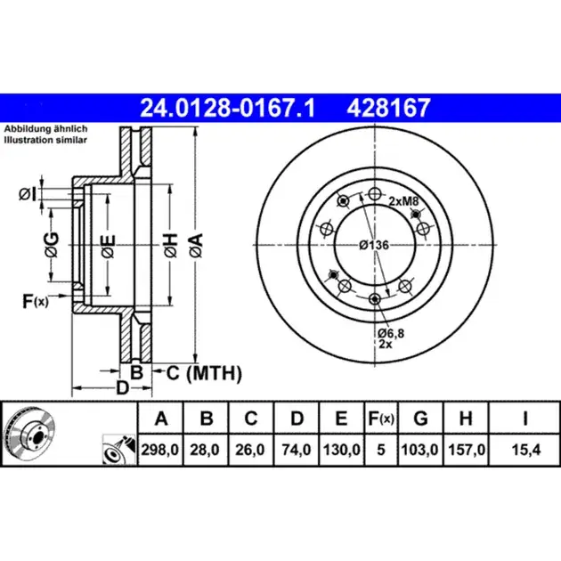 Buy Direct ATE Front Disc Brake Rotor - 95135104102