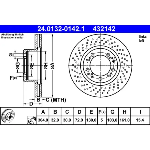 Order Now ATE Front Left Disc Brake Rotor - 99335104301