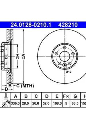 ATE Front Disc Brake Rotor - 30769057 Cheap