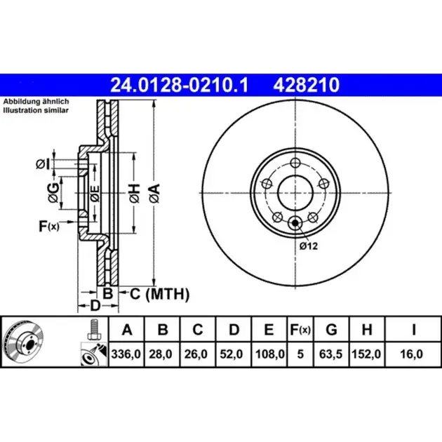 ATE Front Disc Brake Rotor - 30769057 Cheap