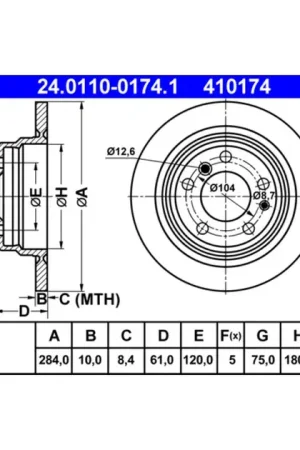 ATE Rear Disc Brake Rotor - 34211162968 Clearance