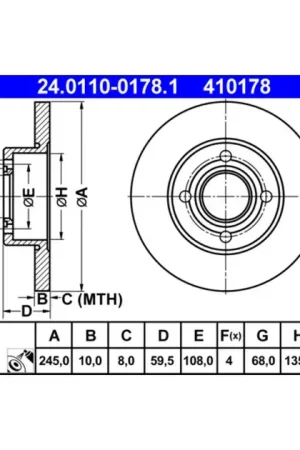 ATE Rear Disc Brake Rotor - 443615601 Today Only