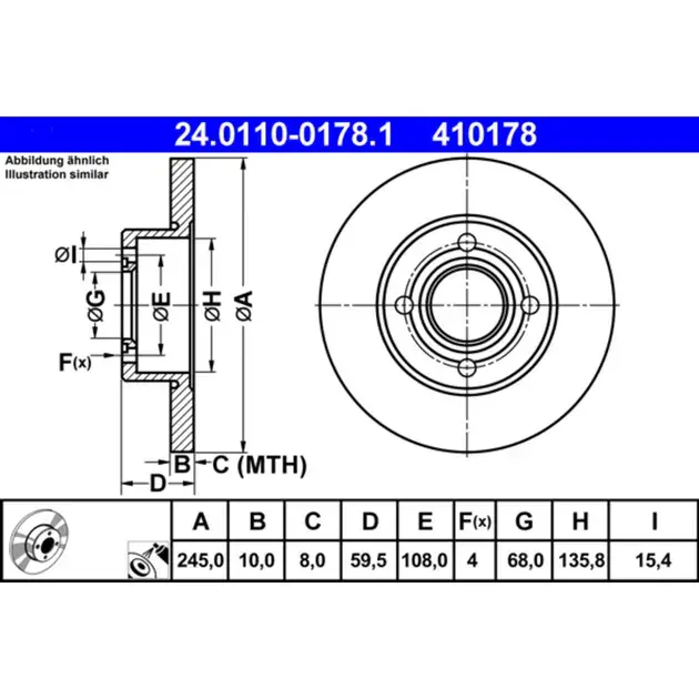 ATE Rear Disc Brake Rotor - 443615601 Today Only