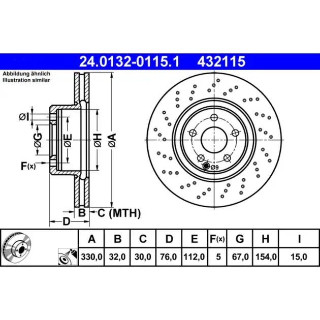 ATE Front Disc Brake Rotor - 220421251264 One Day Deal