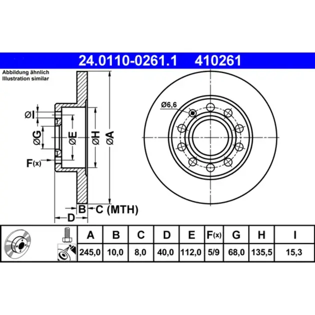 Affordable ATE Rear Disc Brake Rotor - 8E0615601P