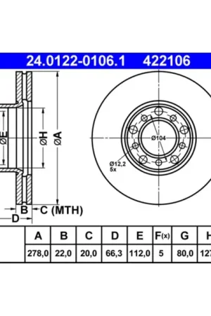 ATE Front Disc Brake Rotor - 1164200205 Factory Price