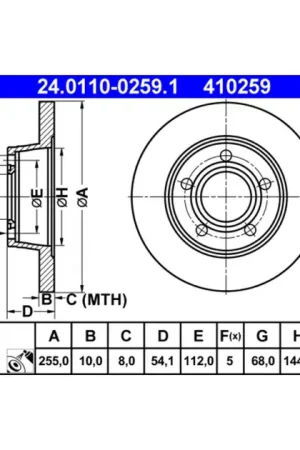 Shop Now ATE Rear Disc Brake Rotor - 4B0615601A
