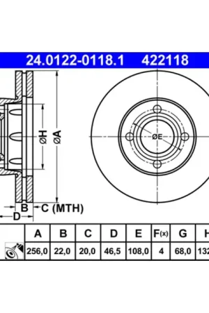 ATE Front Disc Brake Rotor - 443615301B Premium