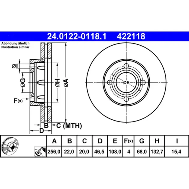 ATE Front Disc Brake Rotor - 443615301B Premium