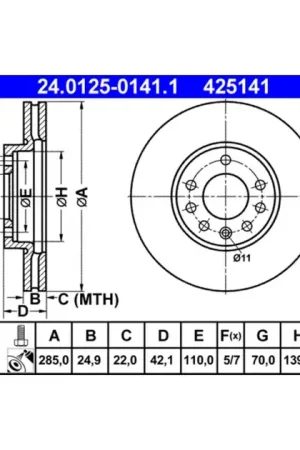 In Demand ATE Front Disc Brake Rotor - 93171497