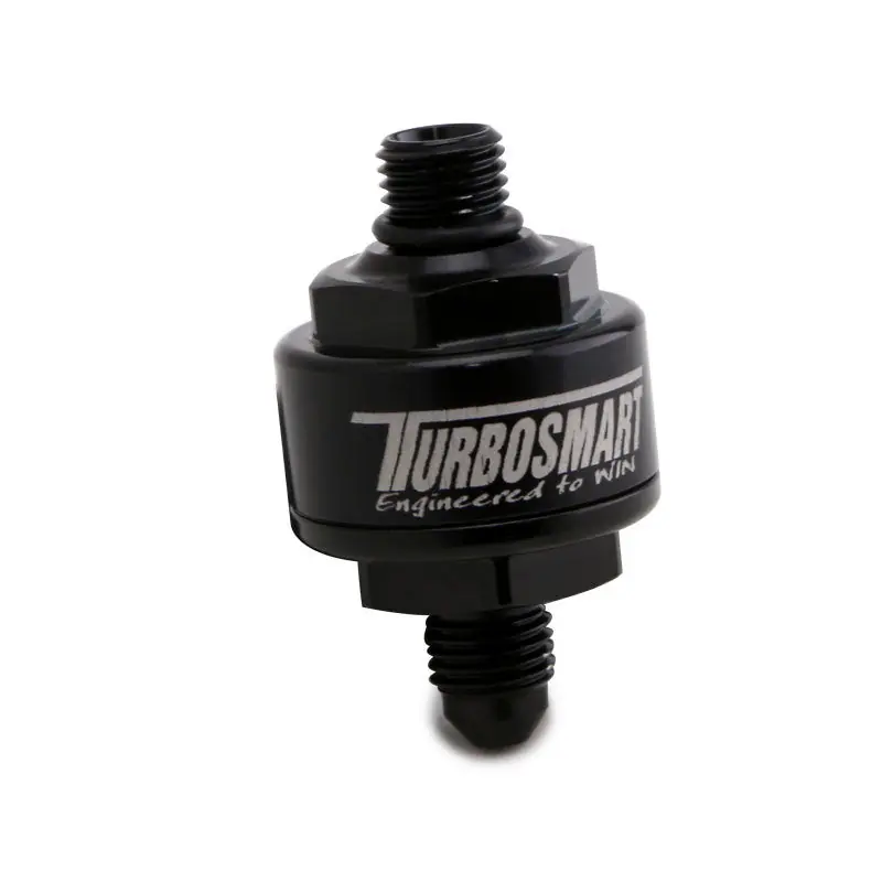 Price Cut Turbosmart Billet Turbo Oil Feed Filter w/ 44 Micron Pleated Disc AN-4 Male to AN-4 ORB- Black