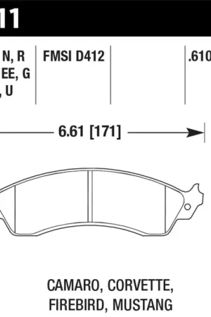Hawk 1990-1990 Chevy Camaro Iroc-Z (w/Heavy Duty Brakes) High Perf. Street 5.0 Front Brake Pads Top Rated