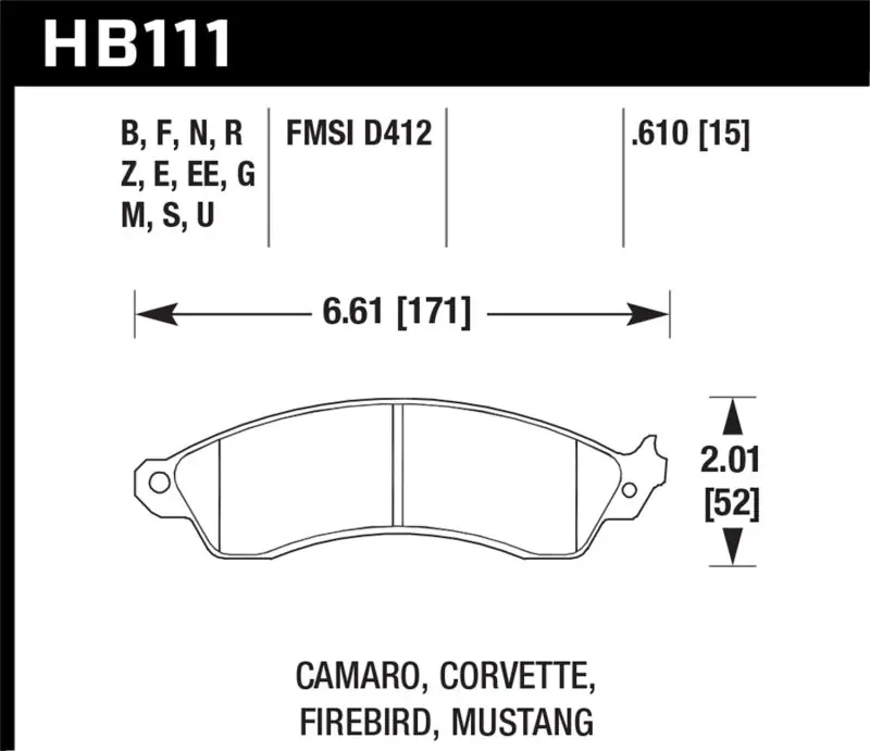 Hawk 1990-1990 Chevy Camaro Iroc-Z (w/Heavy Duty Brakes) High Perf. Street 5.0 Front Brake Pads Top Rated
