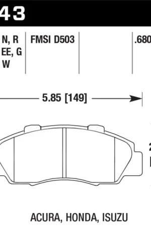 Hawk 1997-1997 Acura CL 3.0 HPS 5.0 Front Brake Pads Markdown