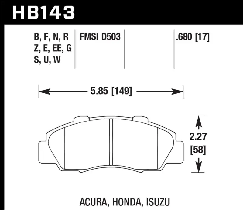 Hawk 1997-1997 Acura CL 3.0 HPS 5.0 Front Brake Pads Markdown