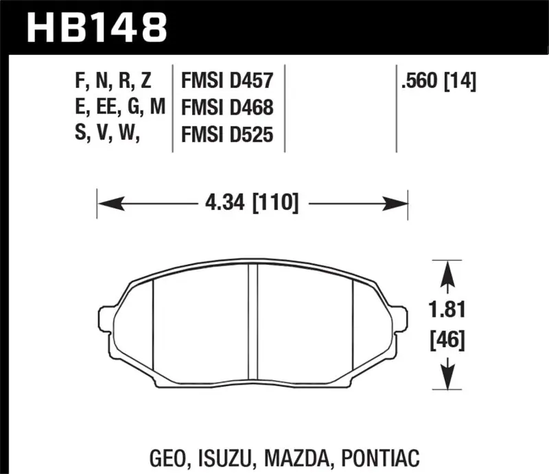 Hawk 89-93 Miata HP+ Street Front Brake Pads (D525) Authentic