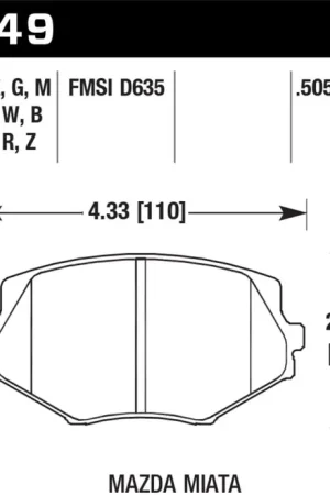 Same Day Shipping Hawk 1994-1997 Mazda Miata HPS 5.0 Front Brake Pads