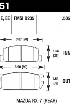 Hawk 81-85 Mazda RX-7 Blue 9012 Rear Race Brake Pads Clearance