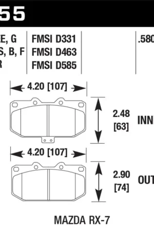 New Release Hawk 86-95 Mazda RX-7 DTC-60 Race Front Brake Pads