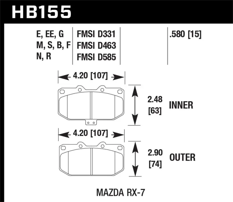Trending Hawk 93-95 Mazda RX-7 HP+ Street Front Brake Pads