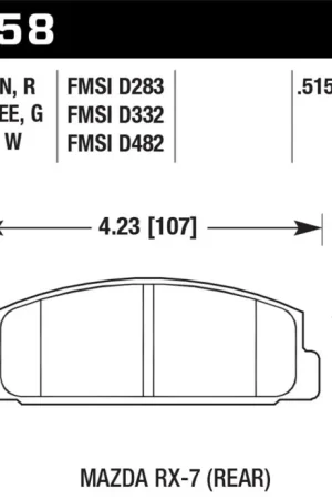 Professional Grade Hawk 2003-2005 Mazda 6 HPS 5.0 Rear Brake Pads