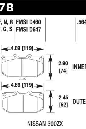 Hawk 06-07 WRX / 89-96 Nissan 300ZX / 89-93 Skyline GT-R HP+ Street Front Brake Pads Original