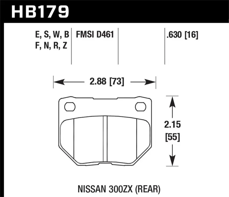 Original Hawk 2/1989-1996 Nissan 300ZX Base (Excl. Turbo) HPS 5.0 Rear Brake Pads