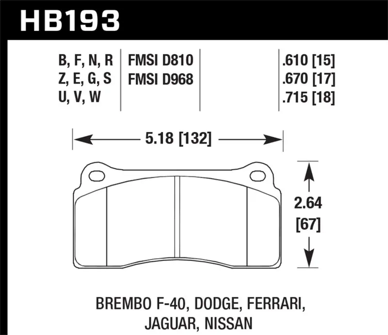 Big Sale Hawk 03-06/08-09 Dodge Viper / 88-92 Ferrari F40 / 95-97 F50 DTC-60 Race Brembo Brake Pads