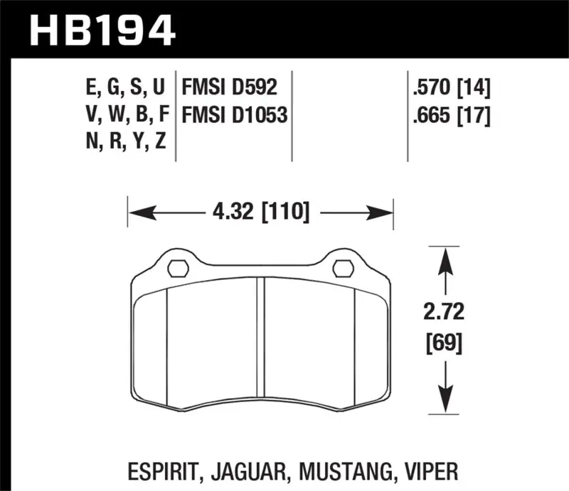 Discount Hawk 2010 Camaro SS HP+ Street Rear Brake Pads