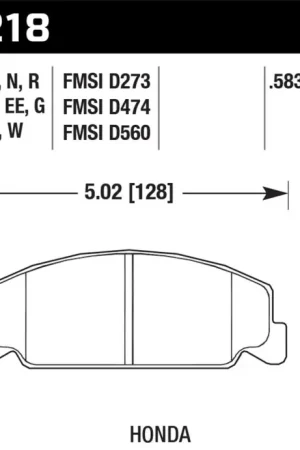 Genuine Hawk 84-85 Honda Accord / 88-00 Civic / 88-91 CRX 15mm DTC-60 Front Race Brake Pads