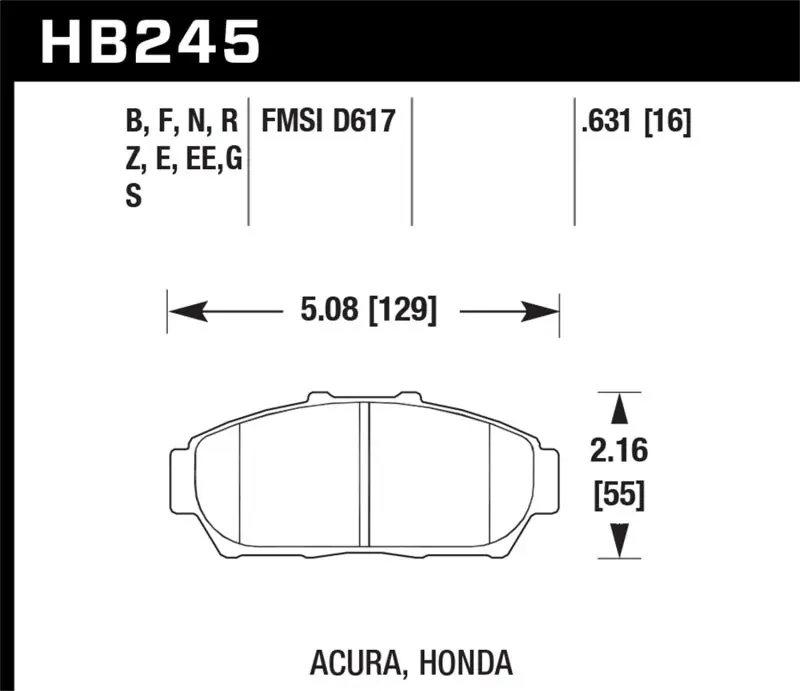 Hawk 94-01 Acura Integra (excl Type R) Blue 9012 Race Front Brake Pads Genuine