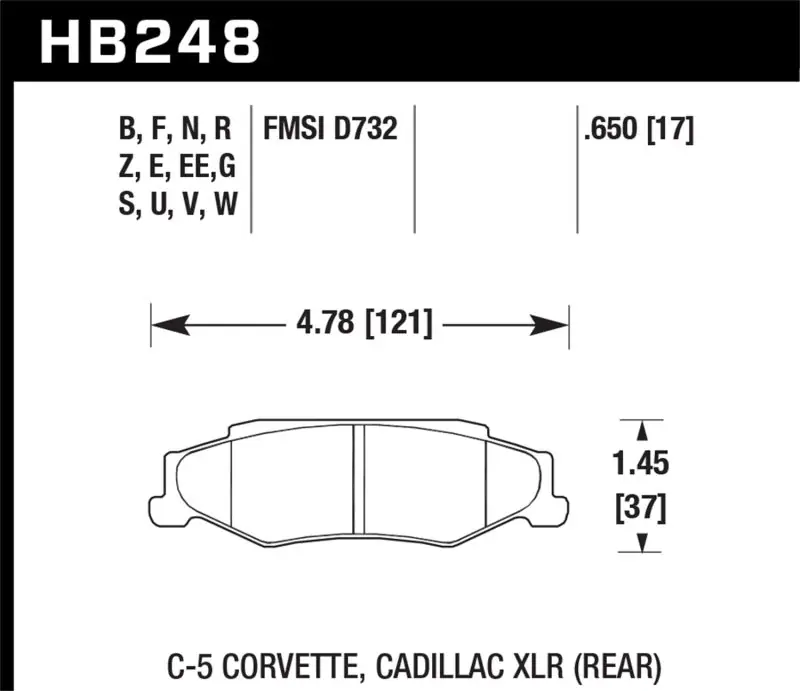 Authentic Hawk 04-09 Cadillac XLR / 97-11 Chevrolet Corvette DTC-60 Race Rear Brake Pads