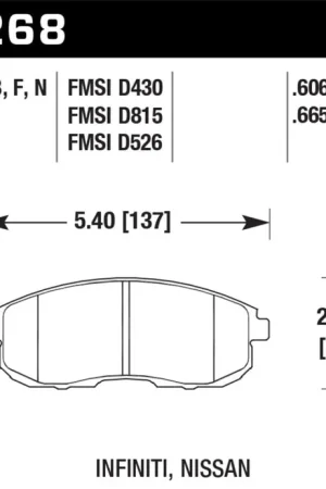 Direct From Manufacturer Hawk 03-04 G35/03-05 G35X/ 02-05 350z w/o Brembo HP+ Street Front Brake Pads