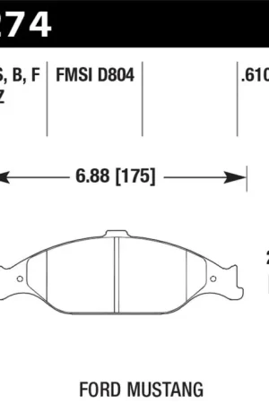 Hawk 99-04 Ford Mustang Base/GT HPS Street Front Brake Pads Professional Grade