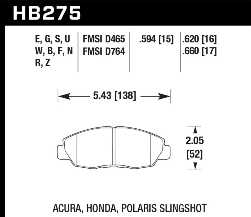 Hawk 97-99 Acura CL / 93-02 Honda Accord Coupe DX/EX/LX/96-10 Civic Coupe EX DTC-60 Race Brake Pads Genuine