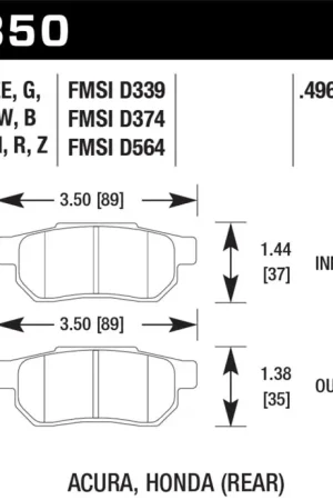 Sale Hawk 90-01 Acura Integra (excl Type R) / 98-00 Civic Coupe Si Blue 9012 Race Rear Brake Pads