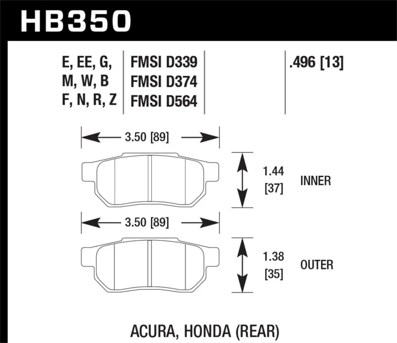 Hawk 90-01 Acura Integra (excl Type R) / 98-00 Civic Coupe Si HP+ Street Rear Brake Pads Don’t Miss Out