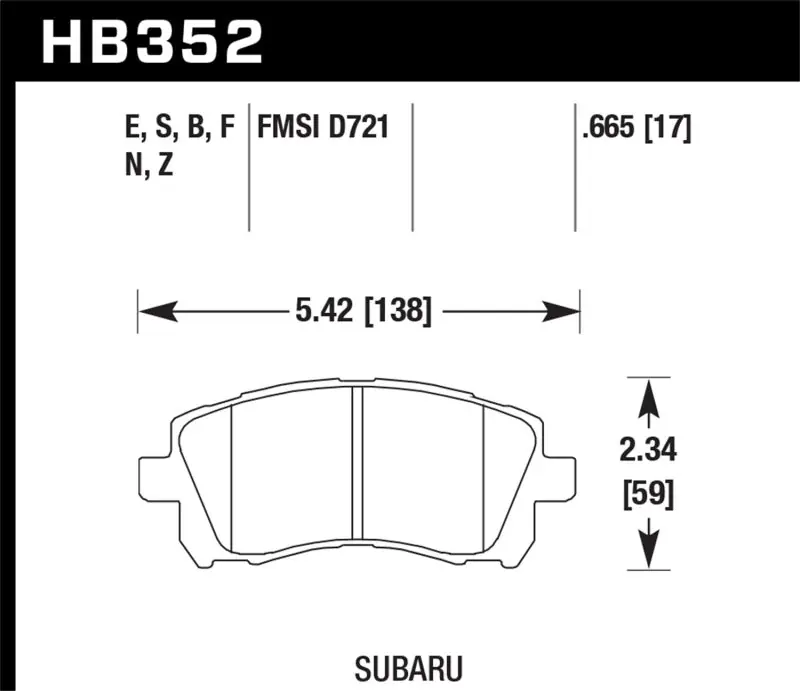 Hawk 1998-2/2002 Subaru Forester L (w/Rear Drum Brakes) High Perf. Street 5.0 Front Brake Pads Budget
