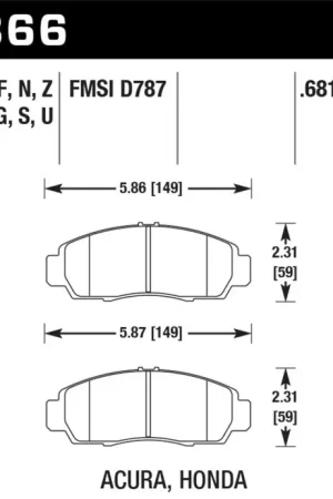Handmade Hawk 04+ Accord TSX / 99-08 TL / 01-03 CL / 08+ Honda Accord EX Ceramic Street Front Brake Pads
