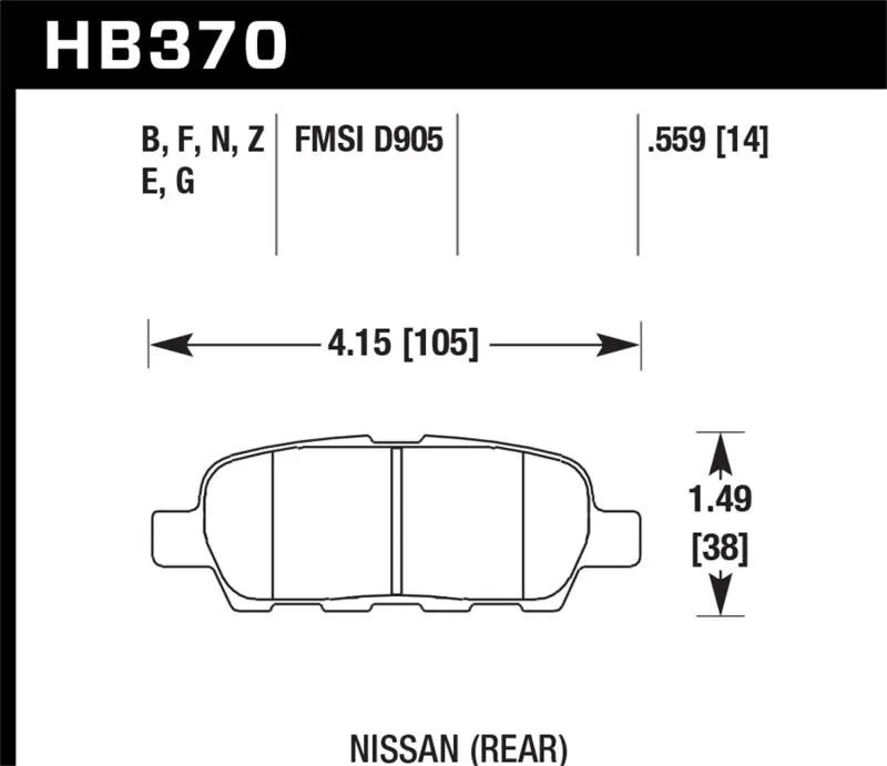 Hawk 03-07 350z / G35 / G35X w/o Brembo Performance Ceramic Street Rear Brake Pads Bargain